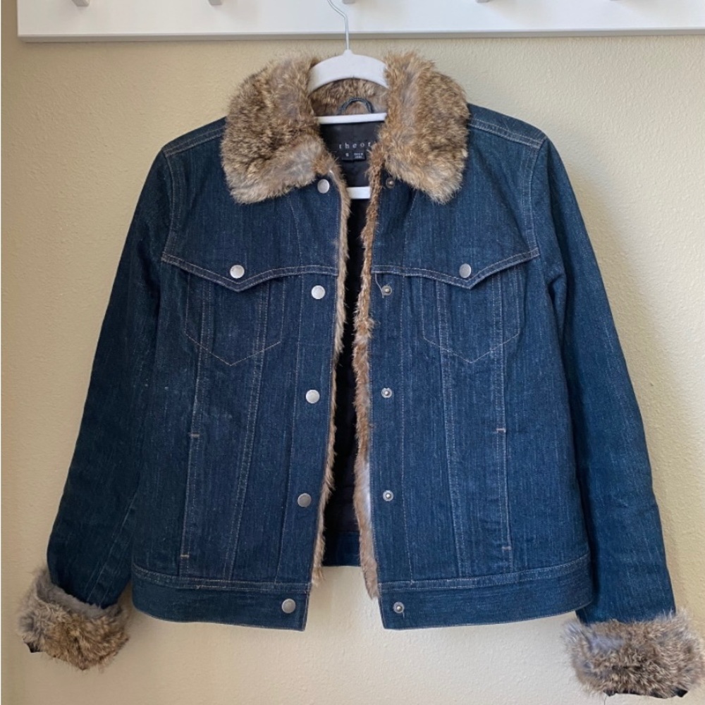 Vintage Theory Denim Jacket with Rabbit Fur. Women’s Small